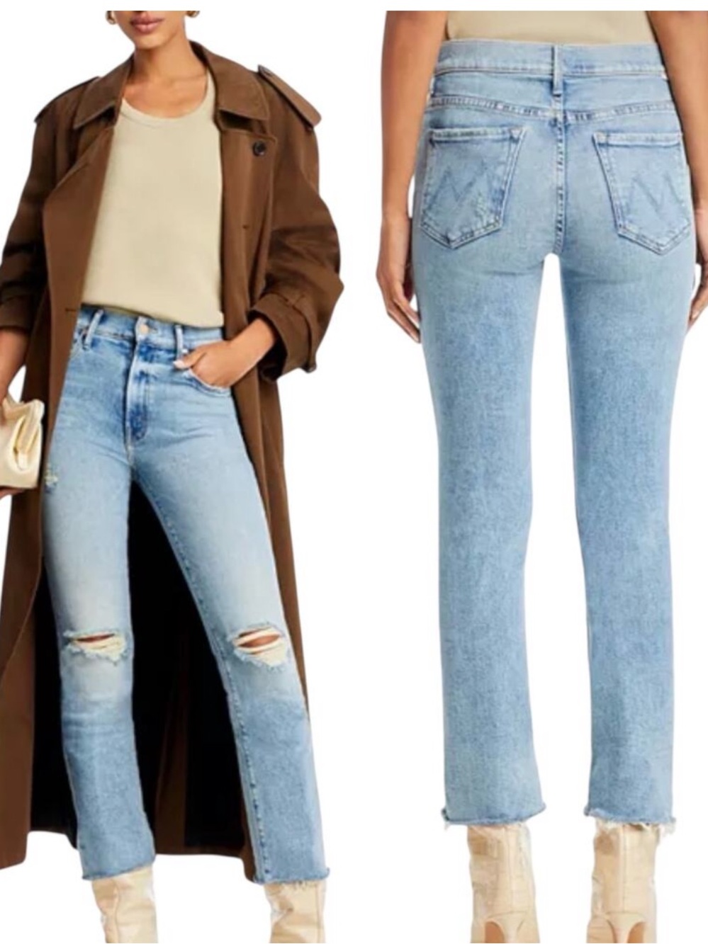 Mother The Insider Flood Fray Peak-A-Boo Jeans Size 24